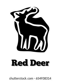 Red deer vector rock painting icon. It's good for logo, print, emblem, badge, label and etc.