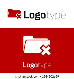 Red Delete folder icon isolated on white background. Folder with recycle bin. Delete or error folder. Close computer information folder. Logo design template element. Vector Illustration