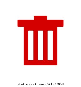 Red delete trash can waste garbage button icon with rounded corners sign symbol on a white background trendy minimalistic simple isolated flat design vector illustration pictogram