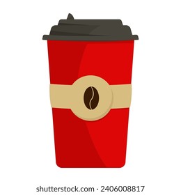 Red delicious coffee paper cup icon. Drink vector illustration design