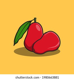 Red and delicious rose apple fruit illustration design. Isolated fruit design. Suitable for landing pages, stickers, book covers, icons, assets etc.