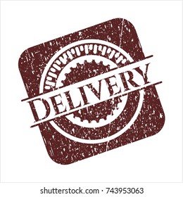 Red Delivery distress rubber seal with grunge texture