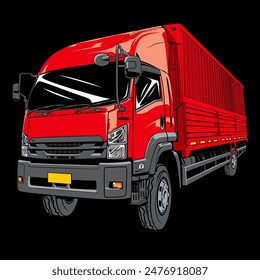 Red delivery expedition truck vector style