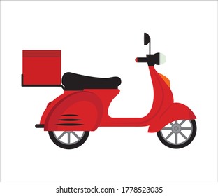 Red Delivery scooter vector isolated on white background.