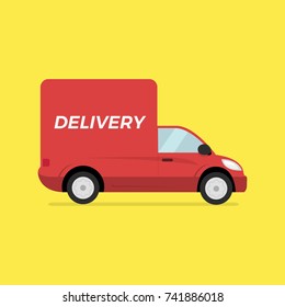 Red delivery truck. Concept fast trucking. vector