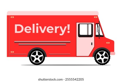 red delivery van on a white background