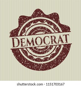 Red Democrat distressed rubber grunge texture stamp
