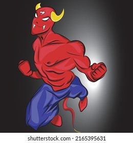 Red demon (Anime), character with muscles and tail.