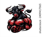 Red Demon Bull Mascot Vector By Syauqi Studio