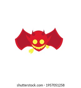 Red Demon Devil Head With Wings Logo Icon Mascot