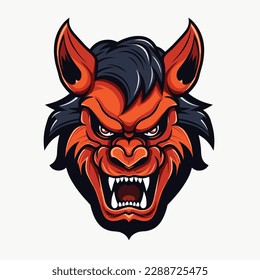 red demon head mascot vector