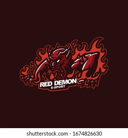 red demon logo for e-sport gaming mascot logo
