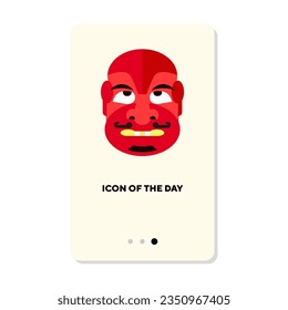 Red demon mask flat icon. Masquerade, spirit, ritual isolated vector. Holiday and tradition concept. Vector illustration symbol elements for web design