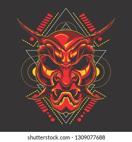red demon mask vector