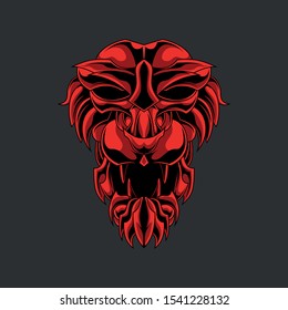 red demon mask vector design