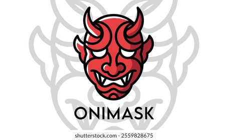 red Demon oni mask simple logo 