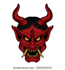 Ilustraciones de vectores de máscara Oni de demonio rojo