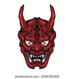 red demon oni vector logo