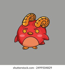 Red demon penguin, character illustration