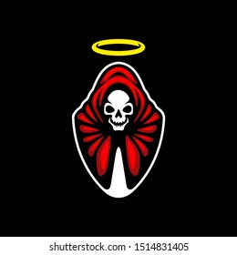 Red Demon Shadow logo vector illustration. Bagdes skull mascot e sport - Vector