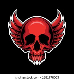 red demon skull logo for commercial use