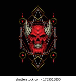 red demon skull with sacred geometry