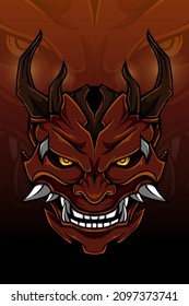 Red demon with wood horn vector illustration