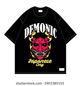 red demonic oni streetwear japanese