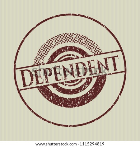 Red Dependent distress rubber stamp with grunge texture