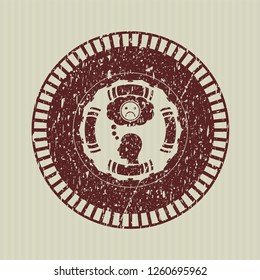 Red depression icon inside grunge stamp