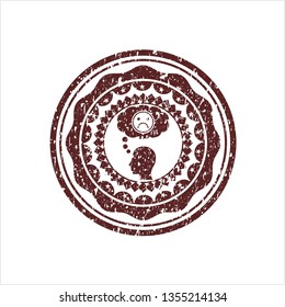 Red depression icon inside grunge stamp