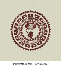 Red depression icon inside rubber grunge texture stamp