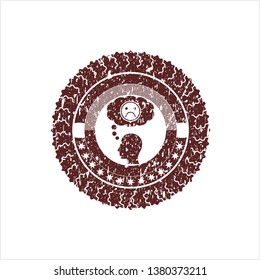 Red depression icon inside rubber grunge texture stamp