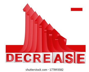 red descending arrow graph with text vector illustration