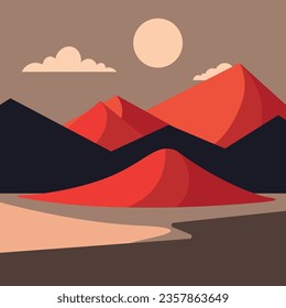 ilustración vectorial del paisaje natural del desierto rojo