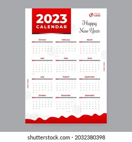 plantilla de calendario de diseño rojo 2023