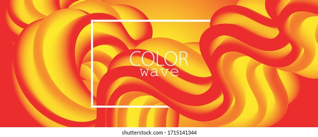 Red Design. 3d Poster. Abstract Flow. Red, Orange, Yellow Colors. Bright Gradient. 