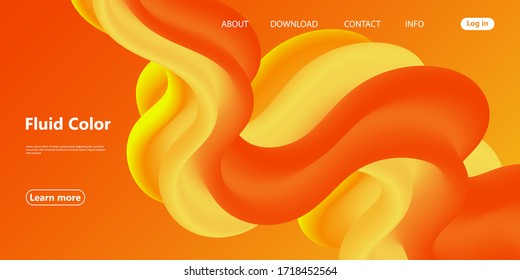 Red Design. 3d Poster. Abstract Flow. Red, Orange, Yellow Colors. Bright Gradient. Fluid Background. Liquid Yellow Color. 3d Wave. Fluid Design. Flow Wave.