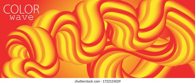 Rotes Design. 3d Poster. Abstrakter Fluss. Rot, orange, gelbe Farben. Heller Farbverlauf. flüssiger Hintergrund. Flüssige gelbe Farbe. 3d Wave. Fluid Design. Fluss Wave.