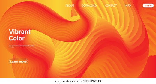 Red Design. 3d Poster. Abstract Flow. Red, Orange, Yellow Colors. Bright Gradient. Fluid Background. Liquid Yellow Color. 3d Wave. Fluid Design. Flow Wave.