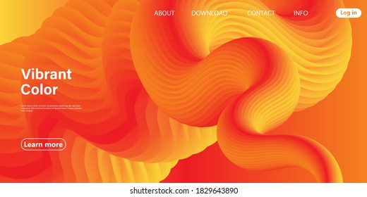 Red Design. 3d Poster. Abstract Flow. Red, Orange, Yellow Colors. Bright Gradient. Fluid Background. Liquid Yellow Color. 3d Wave. Fluid Design. Flow Wave.