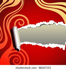 Red design background with paper frame