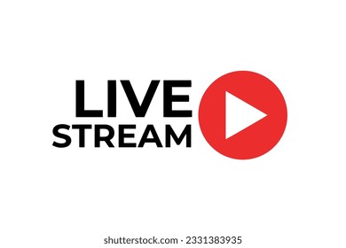red design live stream symbol design template, social media live streaming icon vector, on air tv show element design with play icon, social media element design