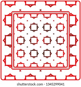 Red Design Of A Scarf With A Geometric Pattern . For Scarf Print, Fabric, Covers, Scrapbooking, Bandana, Pareo, Shawl. Vector Illustration