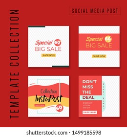 red design vector social media post, big promo event promotional product and services, square layout design