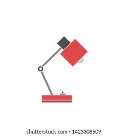 Red Desk table lamp icon sign. Vector illustration