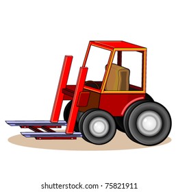 Red detailed cartoon loader with shadow over white