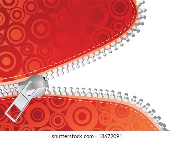 Red detailed zipper. Vector illustration