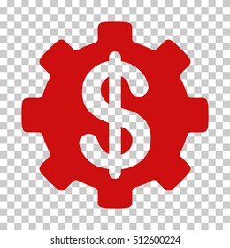 Red Development Cost interface toolbar pictogram. Vector pictogram style is a flat symbol on chess transparent background.
