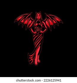 fondo negro del ángel del diablo rojo